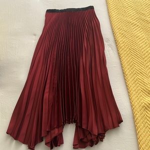Midi Plaid Wine Red Skirt (Zara)